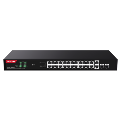 Switch 24 porturi Gigabit PoE, 2 x RJ45 Uplink Gigabit, 2 x SFP Gigabit, 1U - IP-COM G1128P-24-410W Switch 24 porturi Gigabit PoE, 2 x RJ45 Uplink Gigabit, 2 x SFP Gigabit, 1U - IP-COM G1128P-24-410W