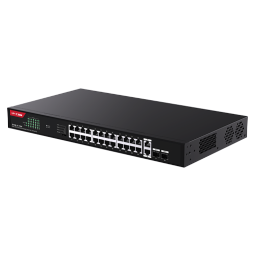 Switch 24 porturi Gigabit PoE, 2 x RJ45 Uplink Gigabit, 2 x SFP Gigabit, 1U - IP-COM G1128P-24-410W Switch 24 porturi Gigabit PoE, 2 x RJ45 Uplink Gigabit, 2 x SFP Gigabit, 1U - IP-COM G1128P-24-410W