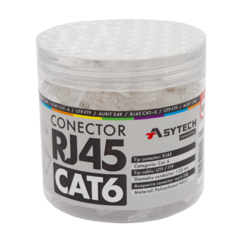 Mufa RJ-45 UTP Cat.6 (100 buc) RJ45-CAT6-JAR Mufa RJ-45 UTP Cat.6 (100 buc) RJ45-CAT6-JAR