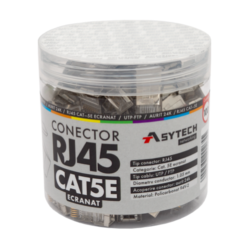 Mufa RJ-45 FTP Cat.5e, ecranata (100 buc) RJ45M-CAT5E-JAR Mufa RJ-45 FTP Cat.5e, ecranata (100 buc) RJ45M-CAT5E-JAR