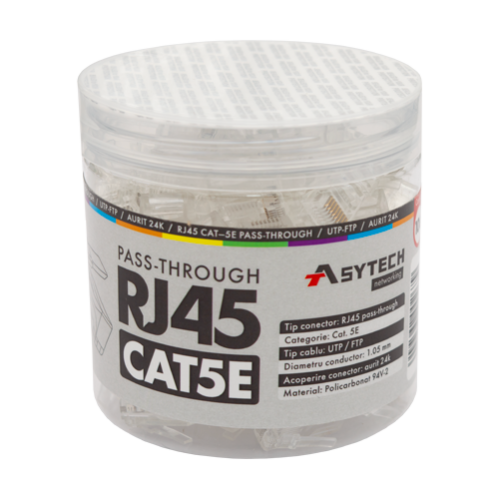 Mufa RJ-45 UTP Cat.5e EZ Passthrough (100 buc) RJ45-CAT5-EZ-JAR Mufa RJ-45 UTP Cat.5e EZ Passthrough (100 buc) RJ45-CAT5-EZ-JAR