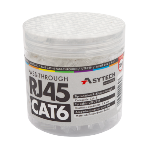 Mufa RJ-45 UTP Cat.6 EZ Passthrough (100 buc) RJ45-CAT6-EZ-JAR Mufa RJ-45 UTP Cat.6 EZ Passthrough (100 buc) RJ45-CAT6-EZ-JAR