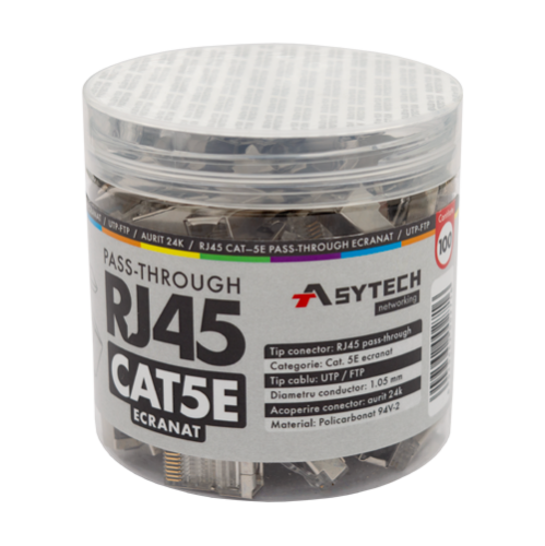 Mufa RJ-45 FTP Cat.5e EZ Passthrough, ecranata (100 buc) RJ45M-CAT5-EZ-JAR Mufa RJ-45 FTP Cat.5e EZ Passthrough, ecranata (100 buc) RJ45M-CAT5-EZ-JAR