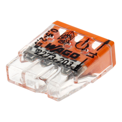 Conector compact de imbinare, 3 fire, max. 2.5 mm² (100 buc.) - WAGO 2273-203 Conector compact de imbinare, 3 fire, max. 2.5 mm² (100 buc.) - WAGO 2273-203