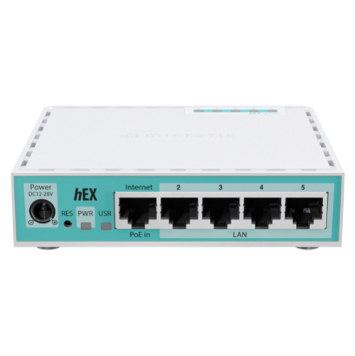 Router hEX, 5 porturi Gigabit, USB, PoE IN - MikroTik E50UG