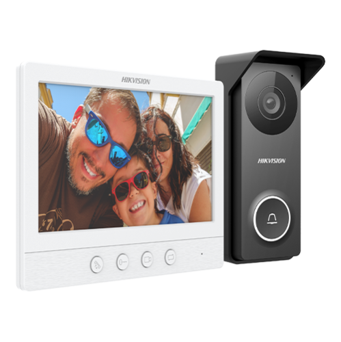 Kit videointerfon analogic, ecran 7', conectare 4 fire pentru 1 familie, IR, IK08 - HIKVISION DS-KIS213 Kit videointerfon analogic, ecran 7', conectare 4 fire pentru 1 familie, IR, IK08 - HIKVISION DS-KIS213