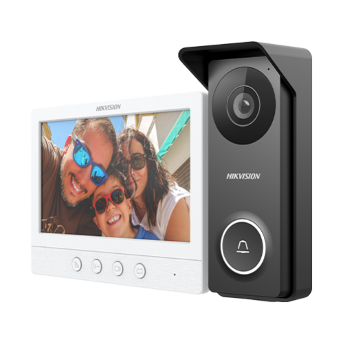 Kit videointerfon analogic, ecran 7', conectare 4 fire pentru 1 familie, IR, IK08 - HIKVISION DS-KIS213 Kit videointerfon analogic, ecran 7', conectare 4 fire pentru 1 familie, IR, IK08 - HIKVISION DS-KIS213