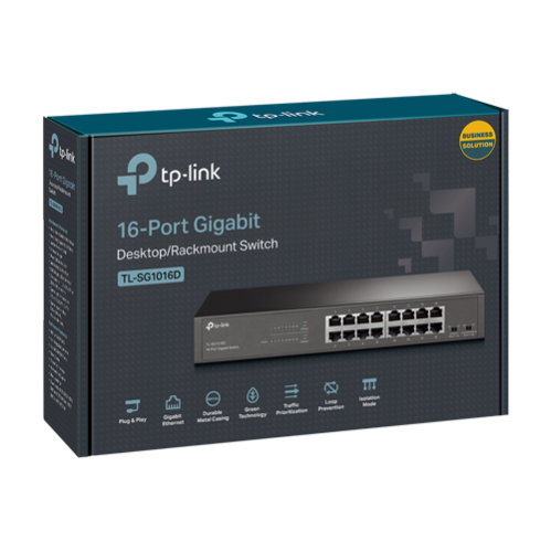 Switch L2, 16 x RJ45 1G, Unmanaged - TP-Link TL-SG1016D Switch L2, 16 x RJ45 1G, Unmanaged - TP-Link TL-SG1016D