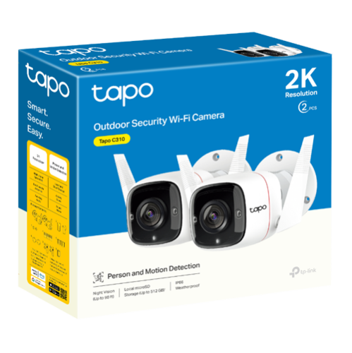 Pachet 2 Camere IP Wi-Fi, 2K, Audio bidirectional, IR 30M - TP-Link Tapo TapoC310P2 Pachet 2 Camere IP Wi-Fi, 2K, Audio bidirectional, IR 30M - TP-Link Tapo TapoC310P2