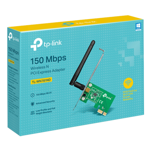 Placa de retea Wi-Fi 4, 2.4 Ghz, 150Mbps, 2dBi, PCI Express - TP-LINK TL-WN781ND Placa de retea Wi-Fi 4, 2.4 Ghz, 150Mbps, 2dBi, PCI Express - TP-LINK TL-WN781ND