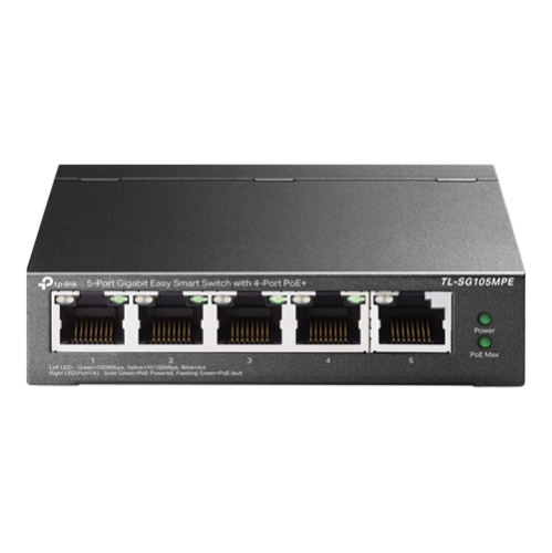 Switch Easy Smart, 4 x RJ45 1G PoE, 1 x RJ45 1G, Managed - TP-Link TL-SG105MPE Switch Easy Smart, 4 x RJ45 1G PoE, 1 x RJ45 1G, Managed - TP-Link TL-SG105MPE