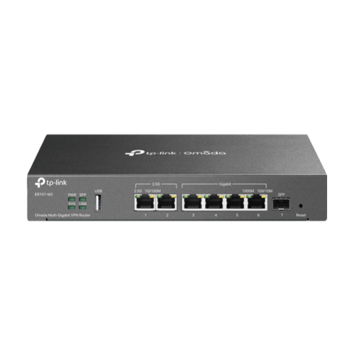 Router VPN, 2 x RJ45 2.5G, 1 x SFP Gigabit, 4 x RJ45 Gigabit, 1 x USB, 1U - TP-Link Omada ER707-M2 Router VPN, 2 x RJ45 2.5G, 1 x SFP Gigabit, 4 x RJ45 Gigabit, 1 x USB, 1U - TP-Link Omada ER707-M2