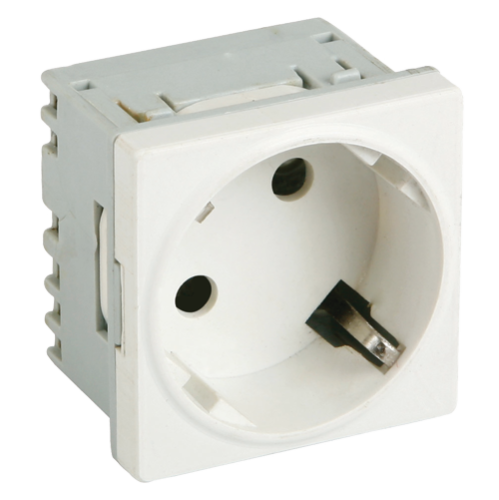 Priza modulara schuko cu impamantare, alb - DLX DLX-245-45 Priza modulara schuko cu impamantare, alb - DLX DLX-245-45