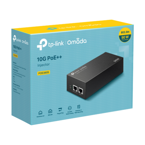 Injector Hi-PoE, 2 x RJ45 10G, 90W - TP-Link Omada POE380S Injector Hi-PoE, 2 x RJ45 10G, 90W - TP-Link Omada POE380S