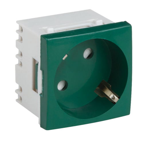 Priza modulara schuko cu impamantare, verde - DLX DLX-245-42 Priza modulara schuko cu impamantare, verde - DLX DLX-245-42