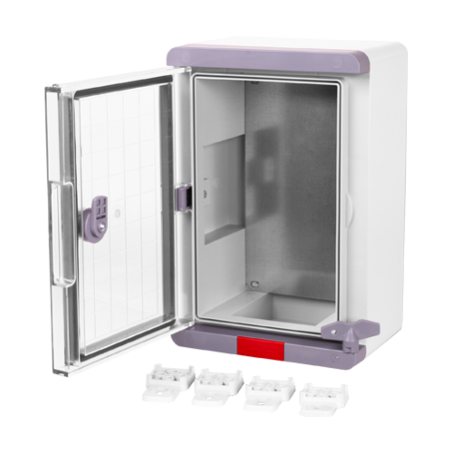 Cutie distributie IP67 din ABS gri, usa transparenta, placa metalica, 200x300x130 mm PS203013 Cutie distributie IP67 din ABS gri, usa transparenta, placa metalica, 200x300x130 mm PS203013
