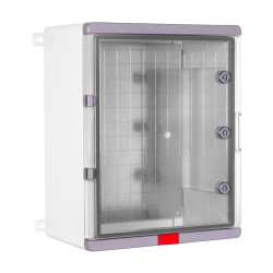 Cutie distributie IP67 din ABS gri, usa transparenta, placa metalica, 400x500x240 mm PS405024