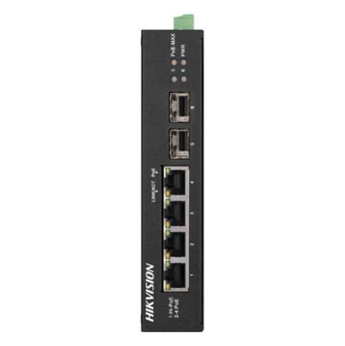 Switch 4 porturi Gigabit PoE, 2 porturi uplink SFP - HIKVISION DS-3T0506HP-E-HS Switch 4 porturi Gigabit PoE, 2 porturi uplink SFP - HIKVISION DS-3T0506HP-E-HS