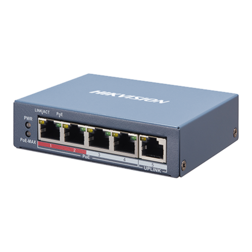 Switch 4 porturi PoE, 1 port uplink RJ45, SMART Management - HIKVISION DS-3E1105P-EI Switch 4 porturi PoE, 1 port uplink RJ45, SMART Management - HIKVISION DS-3E1105P-EI