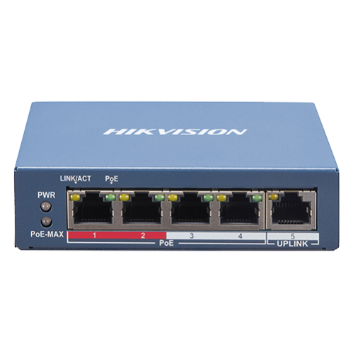 Switch 4 porturi PoE, 1 port uplink RJ45, SMART Management - HIKVISION DS-3E1105P-EI Switch 4 porturi PoE, 1 port uplink RJ45, SMART Management - HIKVISION DS-3E1105P-EI