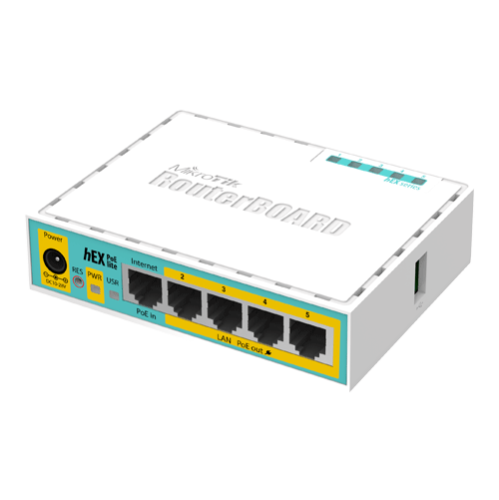Router hEX PoE Lite, 5 x Fast Ethernet 4 x PoE, RouterOS L4 - Mikrotik RB750UPr2