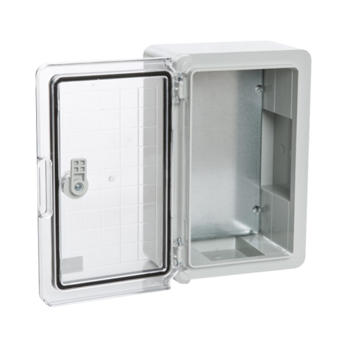 Cutie distributie IP65 din ABS gri, usa transparenta, placa metalica, 200x300x130 mm PP3011 Cutie distributie IP65 din ABS gri, usa transparenta, placa metalica, 200x300x130 mm PP3011