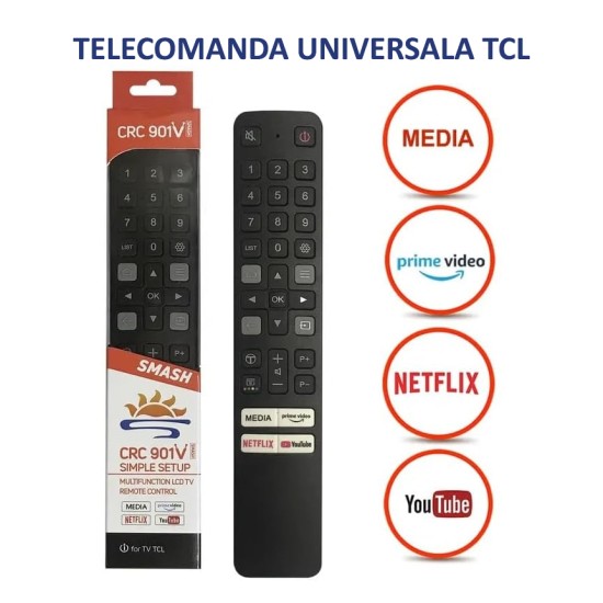NR.961/ CRC901V Telecomandă pentru LCD/LED TCL, THOMSON cu IR  Netflix si Youtube pentru RC901V, RC902V, RC902N, RC802V, RC802N, RC3000, RC3100