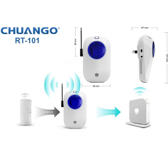 RT-101/ Amplificator semnal wireless compatibil cu sistemele de alarmă CHUANGO GO2 și CG-G5 RT-101/ Amplificator semnal wireless compatibil cu sistemele de alarmă CHUANGO GO2 și CG-G5