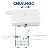 WD-80/ Detector de vibrații wireless compatibil cu sistemele de alarmă CHUANGO GO2 și CG-G5